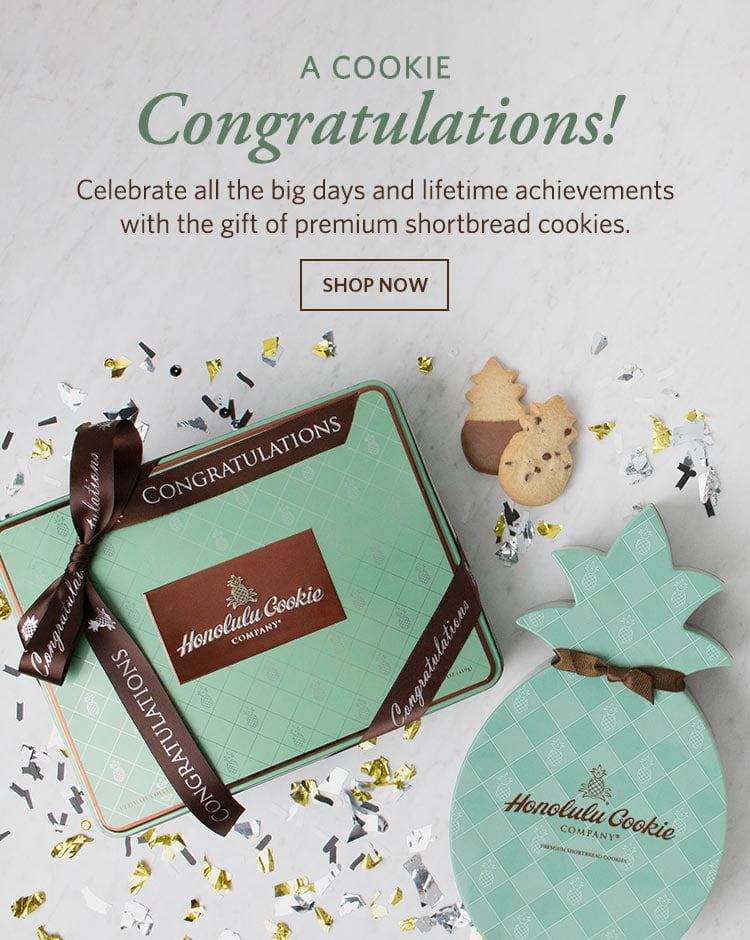A cookie congratulations! Celebrate all those big achievements with premium shortbread cookies. Shop Now.