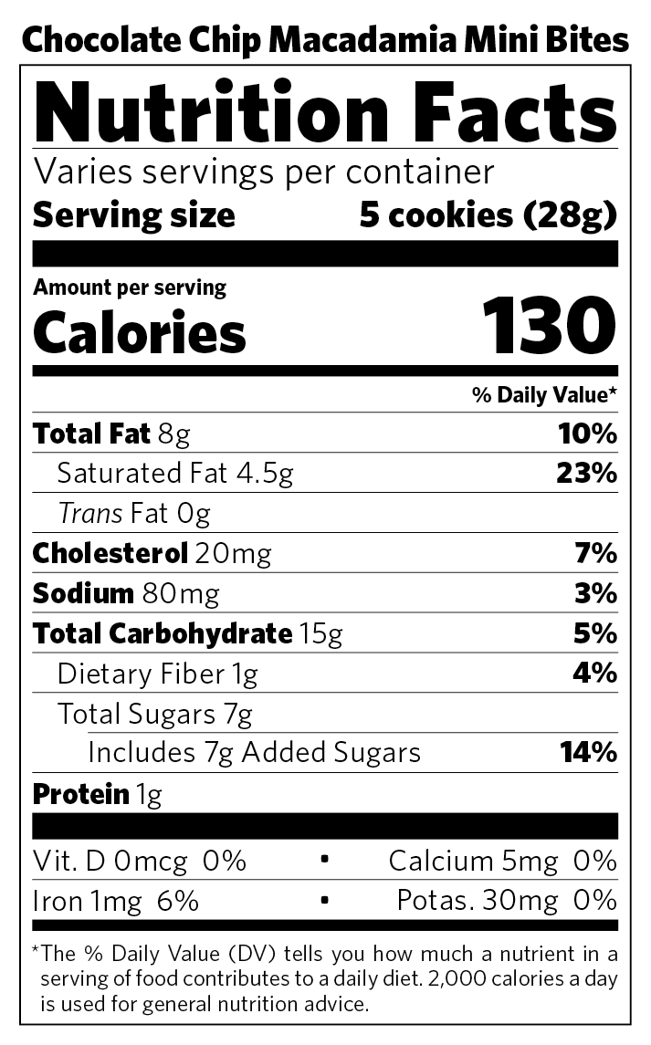 Chocolate Chip Mini Bites nutritional information