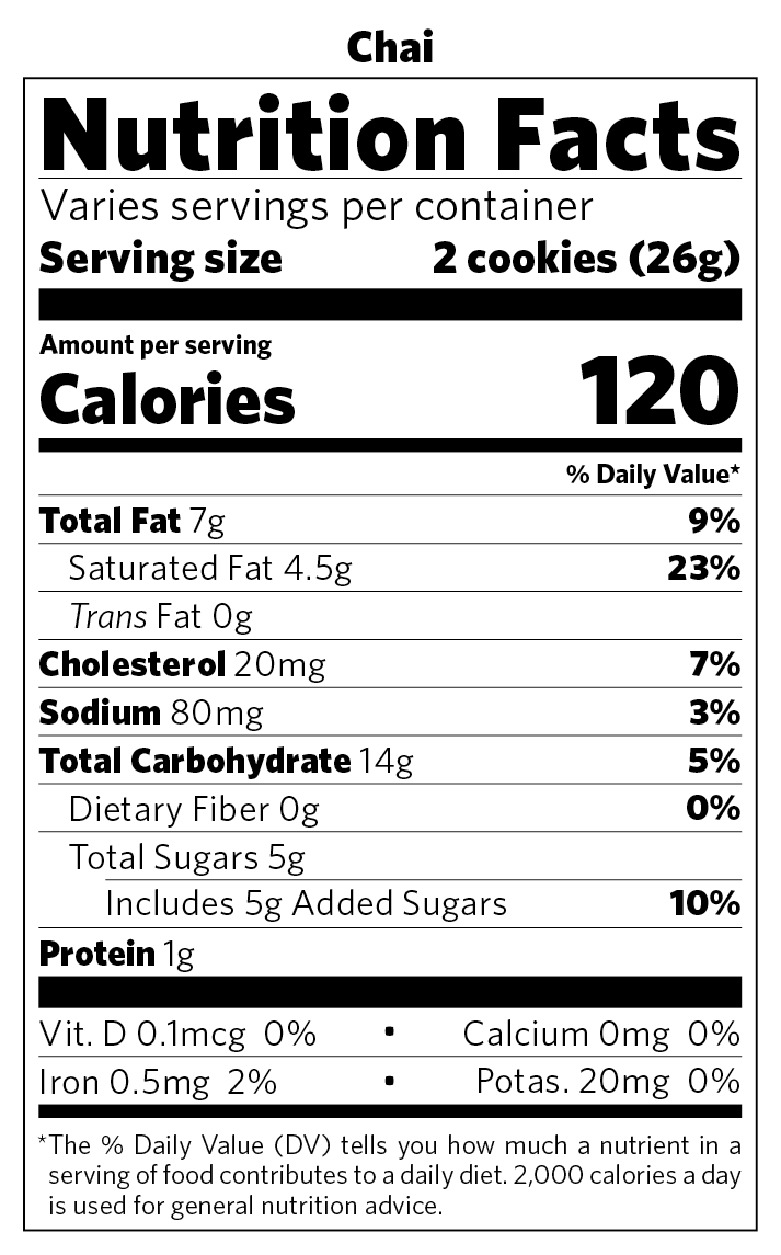 Chai nutritional information