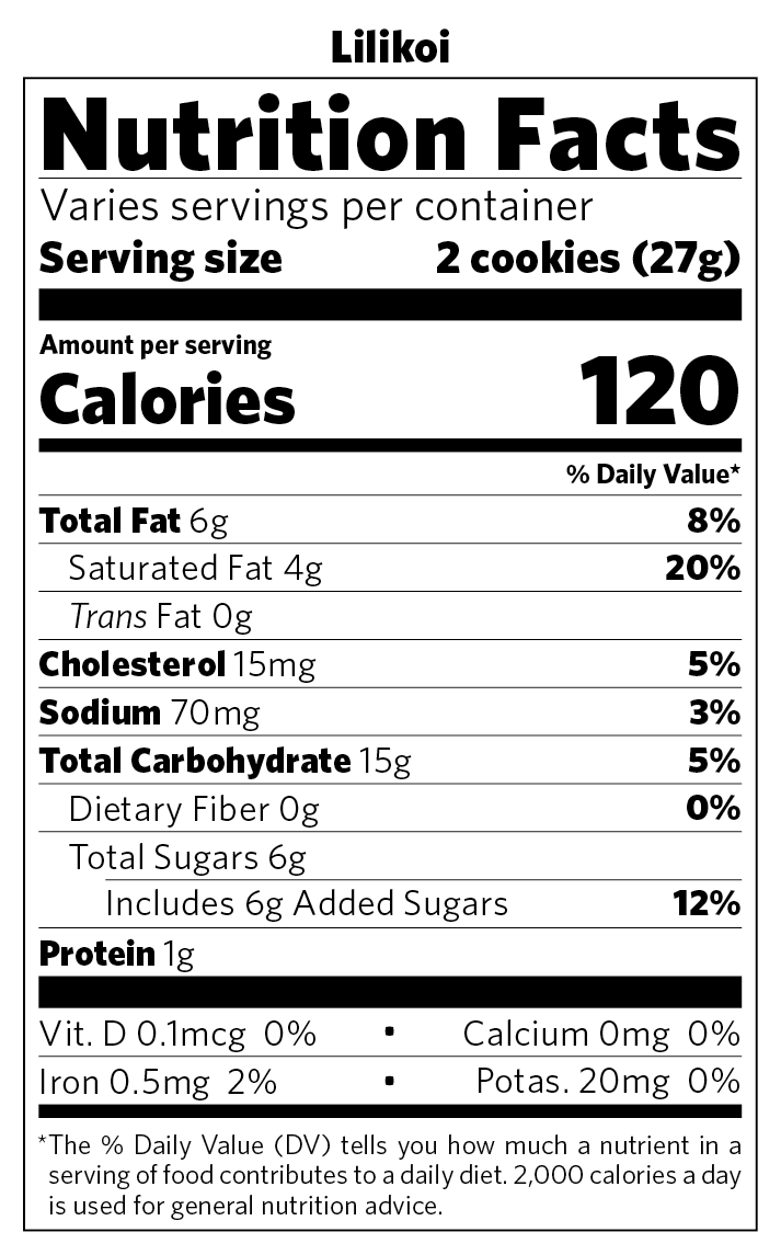 Lilikoi nutritional information